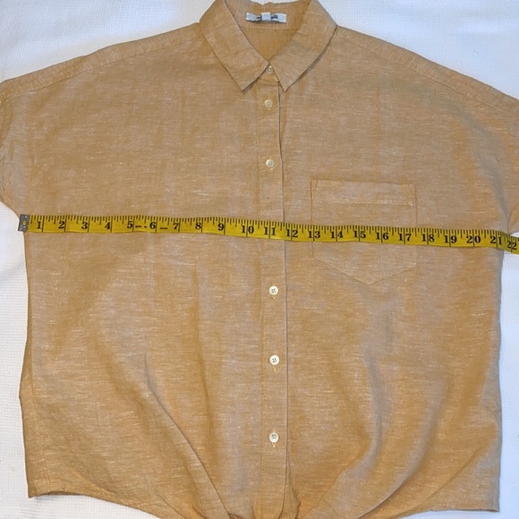 Madewell Woman’s Shirt Sleeve Tie Front Top Size XXS Style H9182 Yellow - Picture 10 of 11